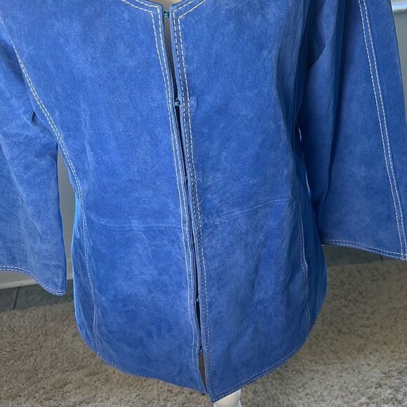 Leather Linea by Louis Dell'Olio Fully Lined Jacket Size M Royal Blue EUC - Picture 3 of 16